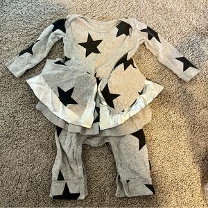 Gray Star Pattern Baby Outfit